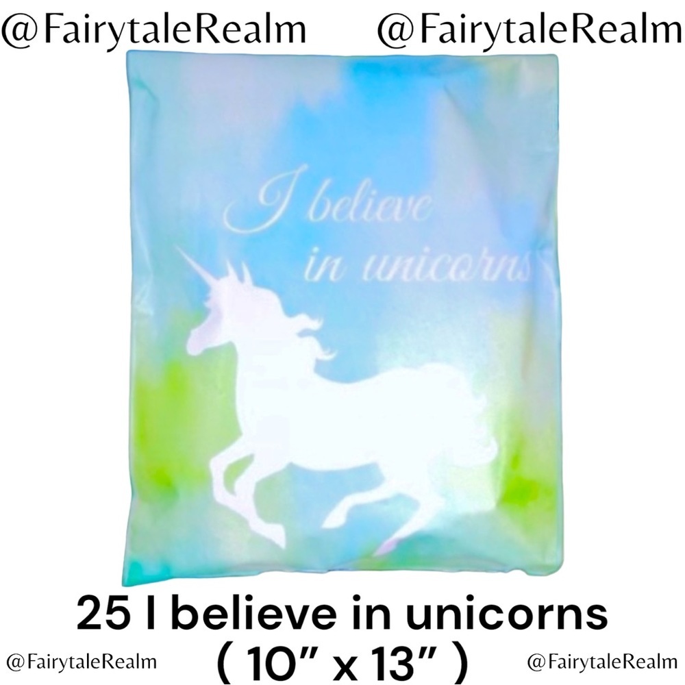 10”x13” I believe in unicorns ( 25 ) Poly Mailers, Shipping Envelopes, Gift Bags - Picture 1 of 1